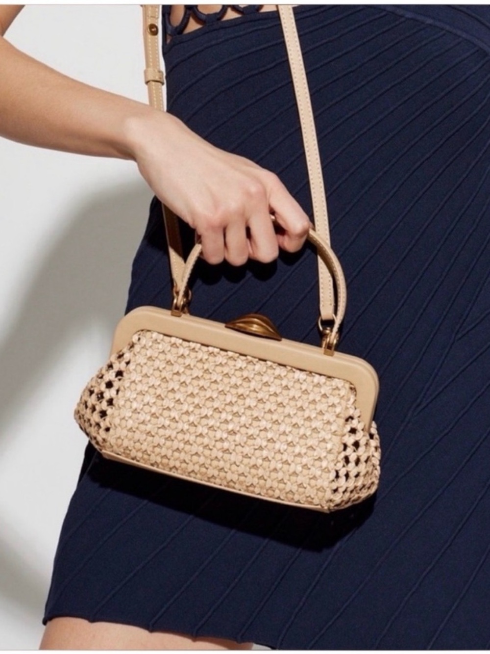 cult gaia Beige Woven Top-Handle Clutch - Picture 5 of 6